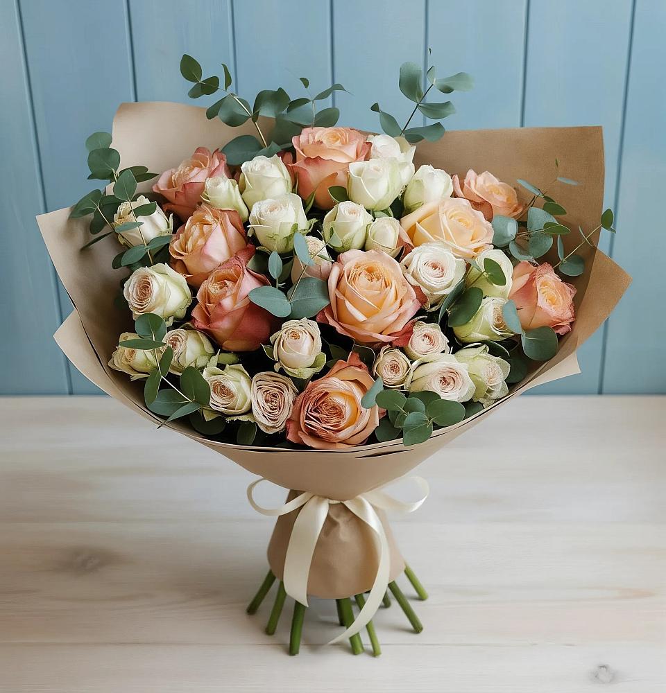 Букет цветов из: Альстромерии и Розы в Зубово