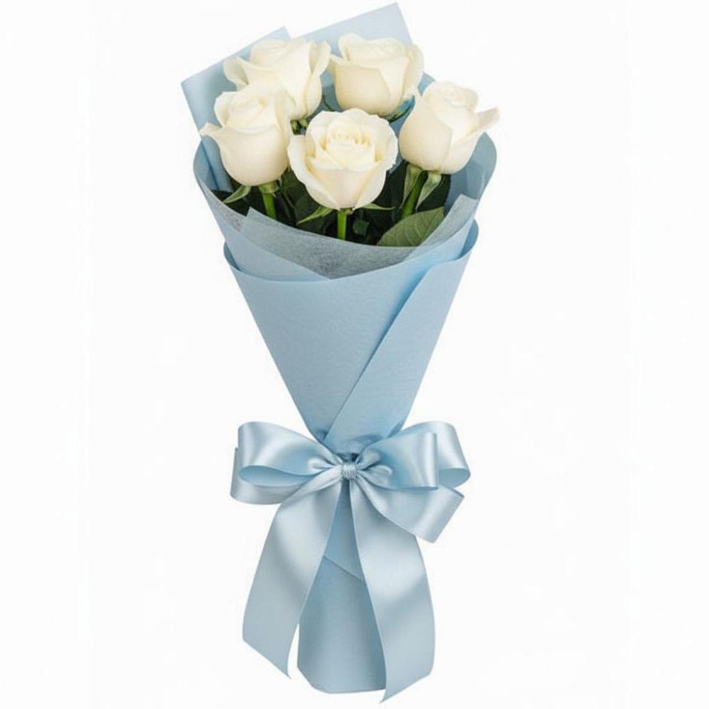 Букет 5 Белых роз Проуд в Зубово