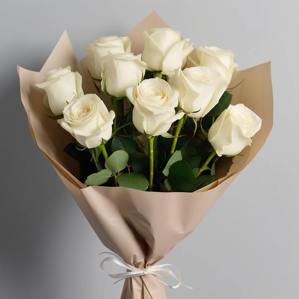 Букет 9 Белых роз Эдлесс Лав в Зубово