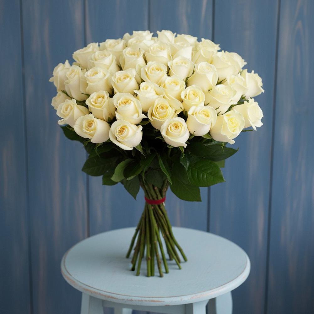 Букет 51 Белая роза Эдлесс Лав в Зубово