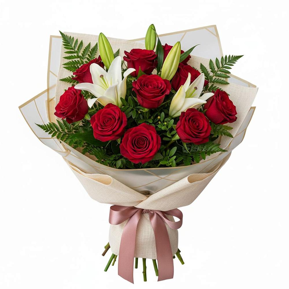 Букет цветов из: Лилии и Розы в Зубово