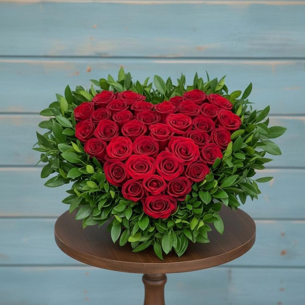 Цветочная композиция из Розы в виде сердца в Зубово