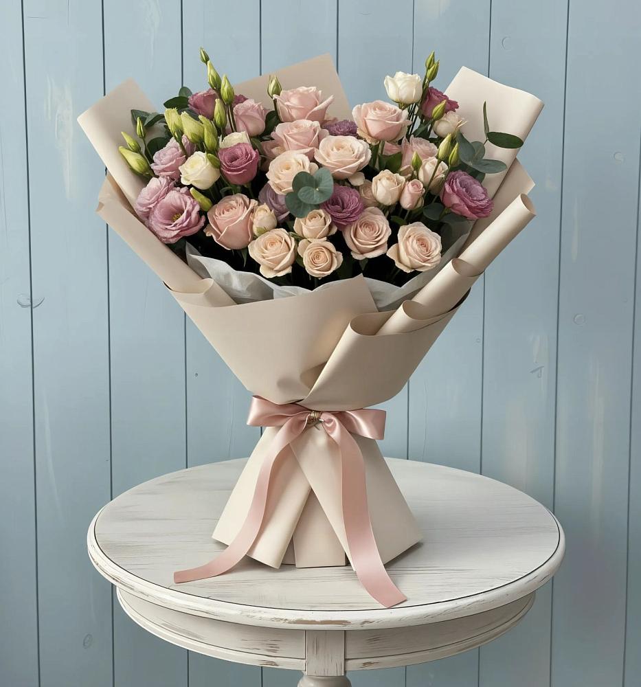 Букет цветов из: Розы и Лизиантусы в Зубово