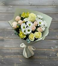 Букет цветов из:  Альстромерии, Розы и Хризантемы в Зубово