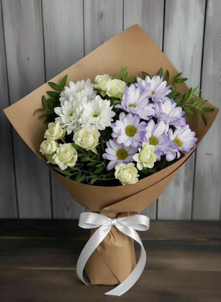 Букет цветов из: Хризантемы и Розы в Зубово