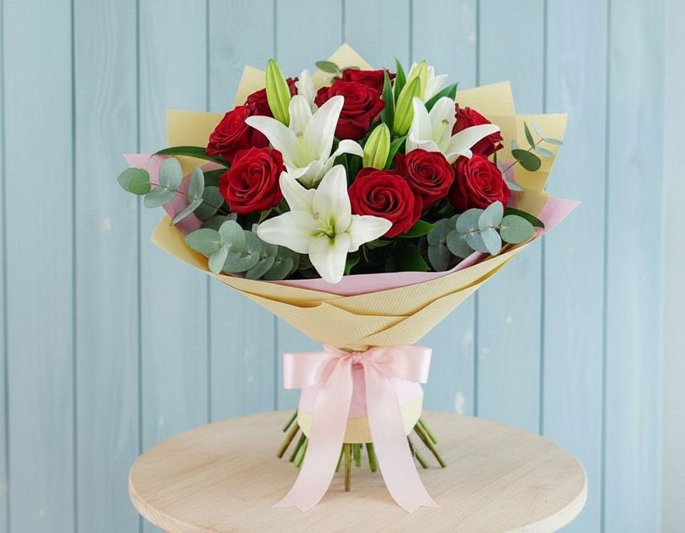 Букет цветов из: Лилии и Розы в Зубово